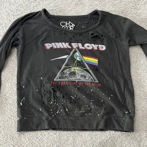 Chaser Pink Floyd grey crew neck sweatshirt distressed and splatter paint